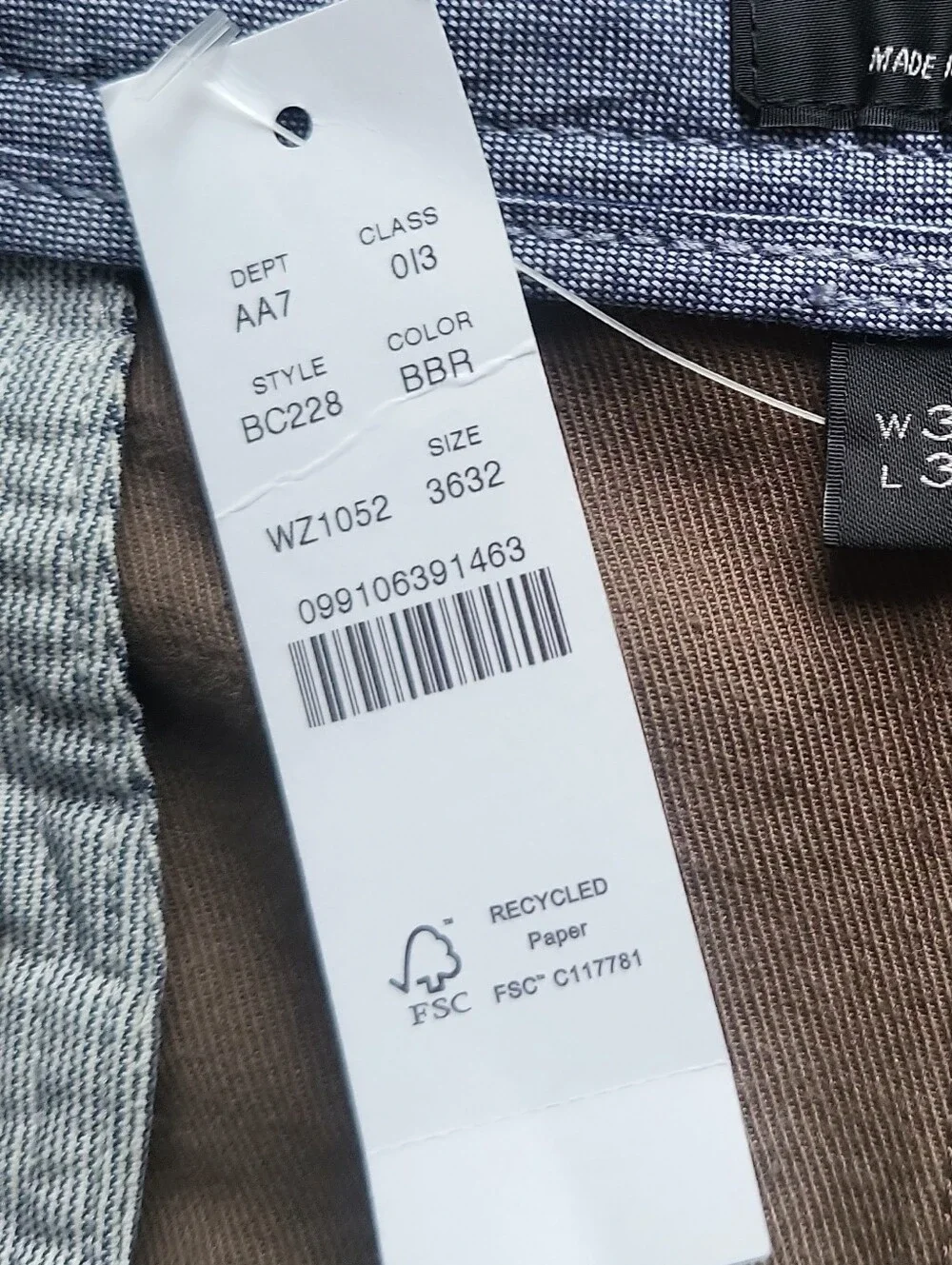 J Crew Chino Pants Mens 36x32 Khaki Tan Cotton Hemp Tapered Flat (Act 39x32) NWT